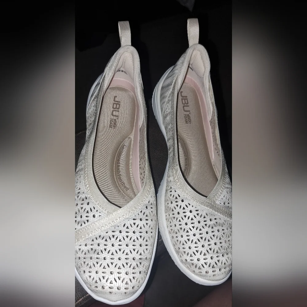 Jambu Emma Shoes Slip On Flats Round Toe Shimmer Cream Womens US 7 - Picture 1 of 11